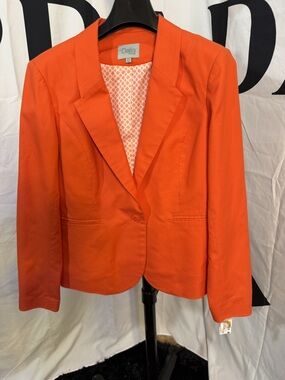 Dalia Women's Blazer Jacket Orange Size M Single Button Notched Lapel Lined